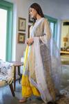 Neeta Bhargava_Yellow Organza, Tissue, Banarasi Chanderi Embroidered Anarkali Gharara Set _Online_at_Aza_Fashions