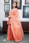 Neeta Bhargava_Peach Organza, Pure Silk Tissue Floral, Zardozi Embroidered Angrakha Sharara Set _Online_at_Aza_Fashions