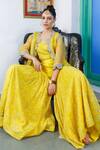 Shop_Neeta Bhargava_Yellow Organza, Tissue Floral Bustier Round, Jacket Embroidered And Gharara Set _Online_at_Aza_Fashions