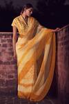 Buy_Amita Gupta_Yellow Silk Organza Printed Saree With Blouse_Online_at_Aza_Fashions
