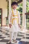 Buy_Amita Gupta_White Silk Chanderi Bundi And Kurta Set For Boys_at_Aza_Fashions