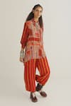 Buy_Aseem Kapoor_Multi Color Shirt Natural Crepe Printed Atri Tunic And Trouser Set  _at_Aza_Fashions