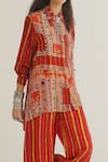 Buy_Aseem Kapoor_Multi Color Shirt Natural Crepe Printed Atri Tunic And Trouser Set  _Online_at_Aza_Fashions