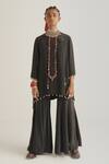 Buy Aseem Kapoor Black Natural Crepe Pearls Round Mitra Kurta And Sharara Set at Aza Fashions Buy_Aseem Kapoor_Black Natural Crepe Pearls Round Mitra Kurta And Sharara Set_at_Aza_Fashions
