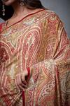 Shop_RI.Ritu Kumar_Red 100% Viscose Jamawar Print Saree_Online_at_Aza_Fashions