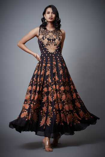 ritu kumar black embroidered dress Label Ritu Kumar Black Fitted Embroidered Dress