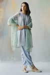 Buy_Begum_Blue Kurta Zari Tissue, Lining , Pants Modal Noor Embellished Set _at_Aza_Fashions