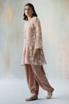 Begum_Purple Georgette, Modal , Sehar Embroidered Kurta And Dhoti Pant Set _Online_at_Aza_Fashions