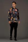 Buy_Balance by Rohit Bal_Black Satin Poplin Printed Floral Shirt  _at_Aza_Fashions