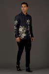 Buy_Balance by Rohit Bal_Black Satin Poplin Printed Floral Shirt _at_Aza_Fashions