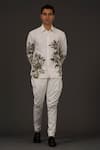 Buy_Balance By Rohit Bal_Ivory Satin Poplin Bird, Floral Print Shirt _at_Aza_Fashions