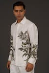 Balance By Rohit Bal_Ivory Satin Poplin Bird, Floral Print Shirt _Online_at_Aza_Fashions
