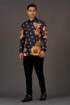 Buy_Balance by Rohit Bal_Black Satin Poplin Printed Floral Shirt _at_Aza_Fashions