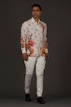 Buy_Balance by Rohit Bal_Ivory Satin Poplin Printed Floral Shirt _at_Aza_Fashions