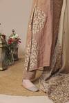 Shop_Neelu Sethi_Brown Tissue Chanderilining Shantoon Embroidered Sequins Patchwork Kurta Set_at_Aza_Fashions