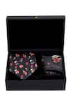 Buy_Balance by Rohit Bal_Black Printed Pocket Square And Tie Set _at_Aza_Fashions