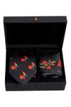 Buy_Balance by Rohit Bal_Black Printed Pocket Square And Tie Set _at_Aza_Fashions