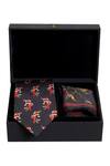 Buy_Balance by Rohit Bal_Black Printed Pocket Square And Tie Set _at_Aza_Fashions