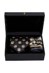 Buy_Balance by Rohit Bal_Black Printed Pocket Square And Tie Set _at_Aza_Fashions