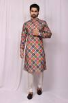 Buy_Aryavir Malhotra_Multi Color Cotton Printed Bandhej Kurta Set For Men_at_Aza_Fashions