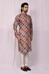 Aryavir Malhotra_Multi Color Cotton Printed Bandhej Kurta Set For Men_Online_at_Aza_Fashions