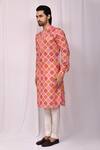 Aryavir Malhotra_Multi Color Cotton Silk Printed Bandhej Kurta Set For Men_Online_at_Aza_Fashions