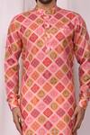 Aryavir Malhotra_Multi Color Cotton Silk Printed Bandhej Kurta Set For Men_at_Aza_Fashions