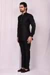 Buy_Aryavir Malhotra_Black Art Silk Band Collar Kurta And Pant Set _Online_at_Aza_Fashions