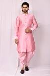 Buy_Aryavir Malhotra_Pink Art Silk Button Down Kurta And Dhoti Pant Set_at_Aza_Fashions