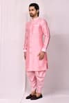 Buy_Aryavir Malhotra_Pink Art Silk Button Down Kurta And Dhoti Pant Set_Online_at_Aza_Fashions