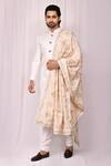 Buy_Aryavir Malhotra_White Thread Work Floral Embroidered Shawl_at_Aza_Fashions