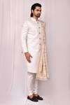 Aryavir Malhotra_White Thread Work Floral Embroidered Shawl_Online_at_Aza_Fashions