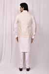Shop_Aryavir Malhotra_White Art Silk Floral Embroidered Bundi Kurta Set_at_Aza_Fashions