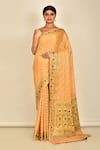 Buy_Nazaakat by Samara Singh_Beige Chiffon Georgette Woven Floral Saree_at_Aza_Fashions