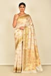 Buy_Nazaakat by Samara Singh_White Silk Woven Floral Saree_at_Aza_Fashions