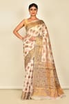 Buy_Nazaakat by Samara Singh_White Silk Woven Floral Saree_at_Aza_Fashions
