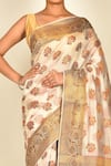 Buy_Nazaakat by Samara Singh_White Silk Woven Floral Saree_Online_at_Aza_Fashions
