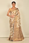 Buy_Nazaakat by Samara Singh_White Chiffon Georgette Woven Floral Saree_at_Aza_Fashions