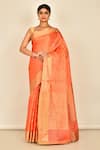 Buy_Nazaakat by Samara Singh_Orange Silk Woven Abstract Saree_at_Aza_Fashions