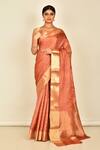 Buy_Nazaakat by Samara Singh_Brown Silk Woven Polka Dot Saree_at_Aza_Fashions