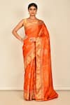 Buy_Nazaakat by Samara Singh_Orange Silk Woven Floral Saree_at_Aza_Fashions
