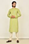 Buy_Arihant Rai Sinha_Multi Color Cotton Printed Stripe Kurta_at_Aza_Fashions