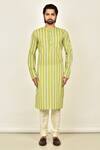 Arihant Rai Sinha_Multi Color Cotton Printed Stripe Kurta_Online_at_Aza_Fashions
