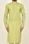 Shop_Arihant Rai Sinha_Multi Color Cotton Printed Stripe Kurta_Online_at_Aza_Fashions