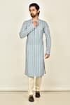 Buy_Arihant Rai Sinha_Multi Color Cotton Printed Stripe Kurta_at_Aza_Fashions