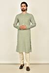 Buy_Arihant Rai Sinha_Green Cotton Geometric Print Kurta_at_Aza_Fashions