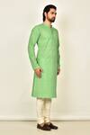 Arihant Rai Sinha_Green Cotton Chikankari Kurta_Online_at_Aza_Fashions