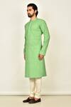 Shop_Arihant Rai Sinha_Green Cotton Chikankari Kurta_Online_at_Aza_Fashions