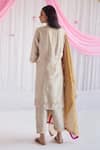 Shop_Shorshe Clothing_Beige Chanderi, Lining Shantoon Band Chitkan Kurta And Salwar Set _at_Aza_Fashions