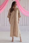 Buy_Shorshe Clothing_Beige Kurta Gota Chanderi Embroidered Geometric Motifs V Octa And Pant Set _at_Aza_Fashions